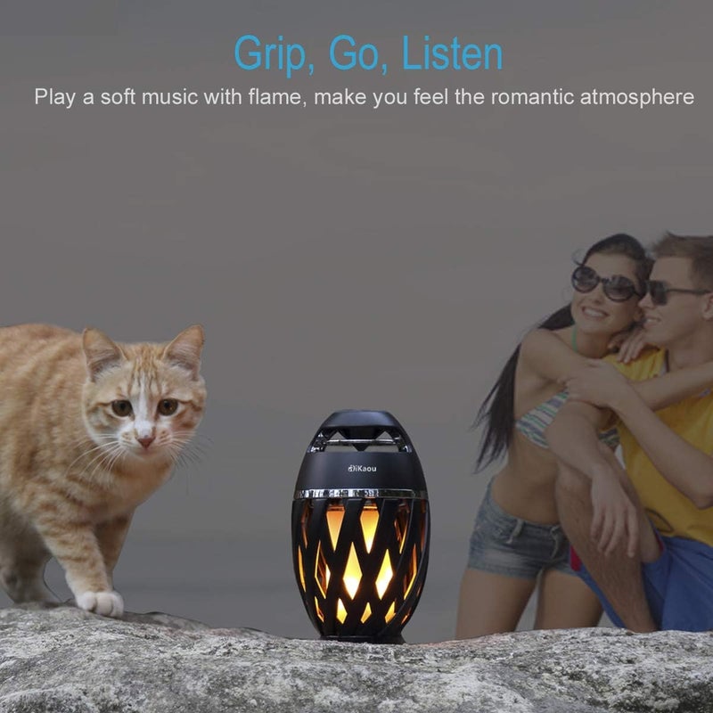 DiKaou LED Flame Outdoor Table Lamp Torch Table Lamp with Blutooth Speaker, Rechargeable Ambience Lantern with Flickers Warm Light for Patio/Porch/Home Decor, Best Gift for Men Women Teens Kids - Image 5
